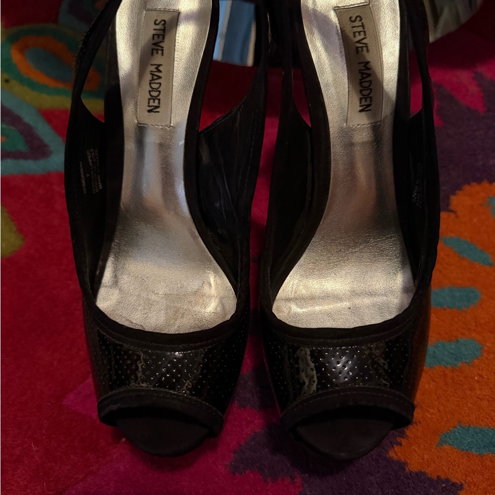 Steve Madden Black Open Toe Heels